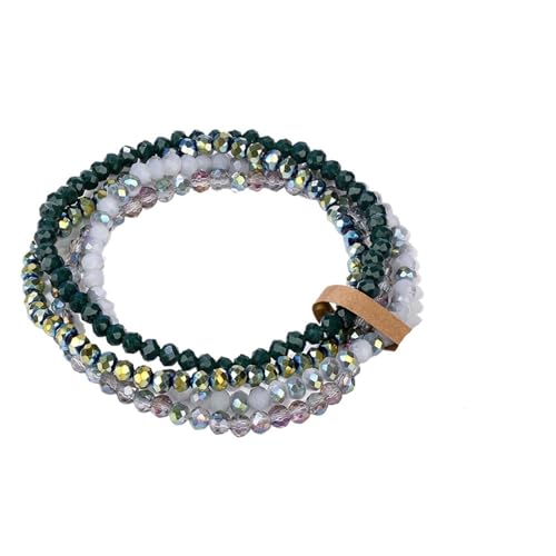 BDXMKS Kristall Armband 4-teiliges Set, Facettierte Glasperlen, Stretch-Armband For Damen Und Herren, Kristallperlen, Mehrfarbig, Elastisches Seil-Armband, Handgefertigter Schmuck(Style 4) von BDXMKS