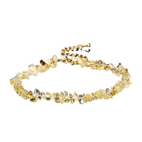 BDXMKS Kristall Armband Citrin-Kiesstein, unregelmäßiges Chip-Chakra-Armband, Damen-Modeschmuck, verstellbare Geschenke von BDXMKS