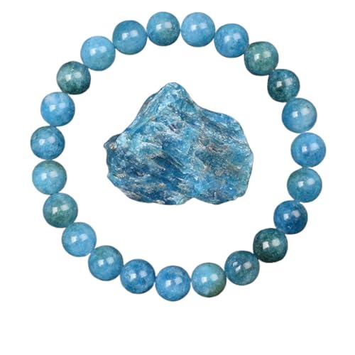 BDXMKS Kristall Armband Goldene Obsidian Stein Perlen Armband Männer Frauen Goldene Licht Regenbogen Obsidian Rohstein Runde Perle Energie Schmuck(19cm,6MM BEADS_37 BLUE APATITE) von BDXMKS