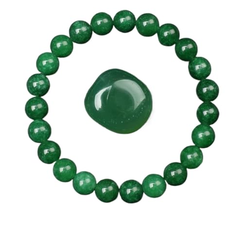 BDXMKS Kristall Armband Goldene Obsidian Stein Perlen Armband Männer Frauen Goldene Licht Regenbogen Obsidian Rohstein Runde Perle Energie Schmuck(21cm,6MM BEADS_39 GREEN JADEITE) von BDXMKS