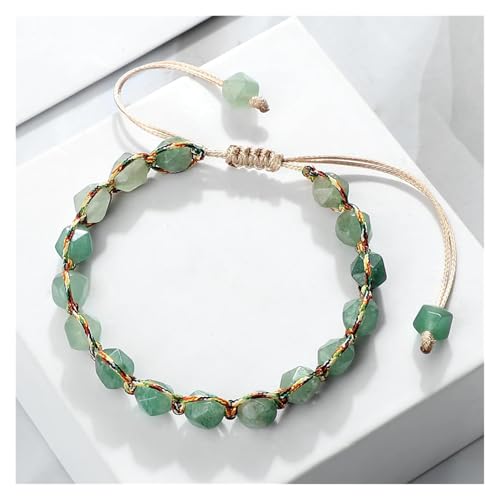 BDXMKS Kristall Armband Handgefertigte Damen-Armbänder, 8 mm Schnittfläche, Tigerauge-Stein, Jaspis, Amethyst-Perlen, Armbänder for Männer, Yoga-Schmuck, Geschenke(Light Green) von BDXMKS
