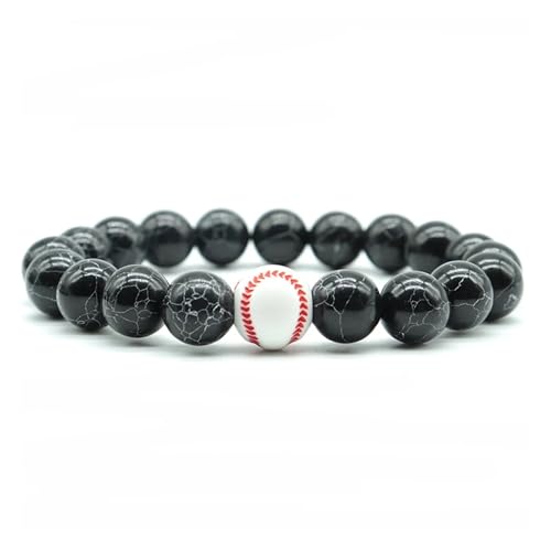 BDXMKS Kristall Armband Minimalistisches Fitnessstudio-Armband for Herren, Basketball, Fußball, 10 mm Stein-Braslet-Perlen, Liebesgeschenk for Freund(Baseball Turquoise) von BDXMKS