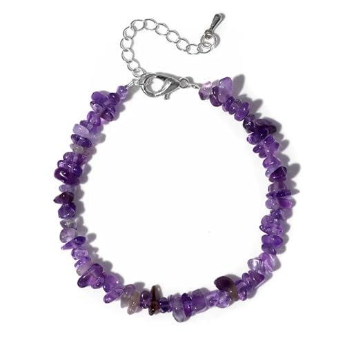 BDXMKS Kristall Armband Quarzkristall-Armband, unregelmäßiger Stein, Perlensplitter, Schmuck, Amethyste, Aquamarine, Citrine, Armbänder for Frauen(1 Amethyst) von BDXMKS