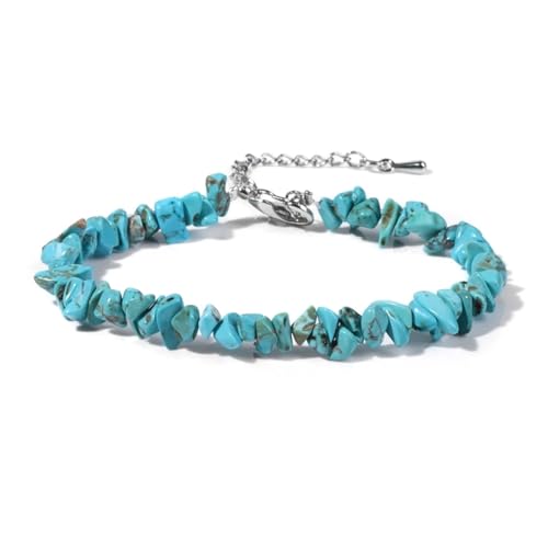 BDXMKS Kristall Armband Quarzkristall-Armband, unregelmäßiger Stein, Perlensplitter, Schmuck, Amethyste, Aquamarine, Citrine, Armbänder for Frauen(10 Turquoises) von BDXMKS