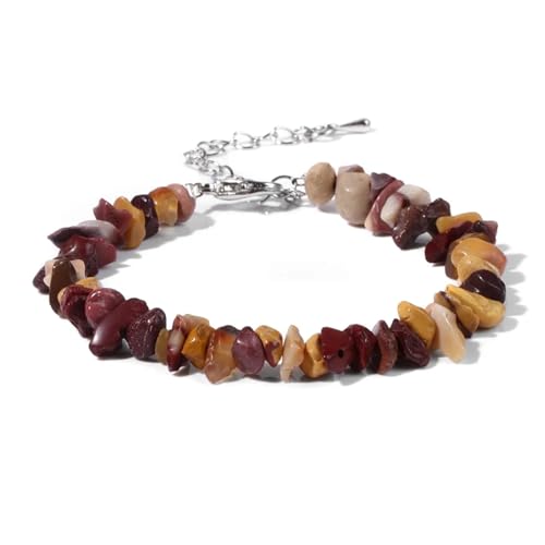 BDXMKS Kristall Armband Quarzkristall-Armband, unregelmäßiger Stein, Perlensplitter, Schmuck, Amethyste, Aquamarine, Citrine, Armbänder for Frauen(19 Mookaite) von BDXMKS