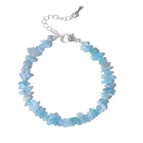 BDXMKS Kristall Armband Quarzkristall-Armband, unregelmäßiger Stein, Perlensplitter, Schmuck, Amethyste, Aquamarine, Citrine, Armbänder for Frauen(2 Aquamarine) von BDXMKS