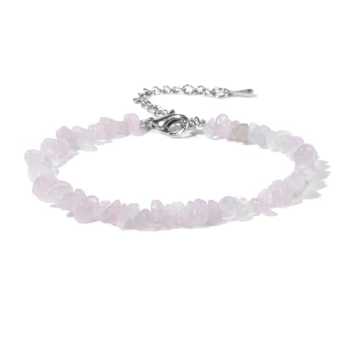 BDXMKS Kristall Armband Quarzkristall-Armband, unregelmäßiger Stein, Perlensplitter, Schmuck, Amethyste, Aquamarine, Citrine, Armbänder for Frauen(28 Rose Quartz) von BDXMKS