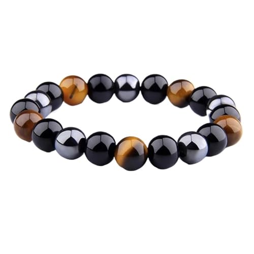 BDXMKS Kristall Armband Schwarzer Obsidian Hämatit Tigerauge Perlen Armbänder Männer for magnetischen Schutz Frauen Schmuck(10mm) von BDXMKS
