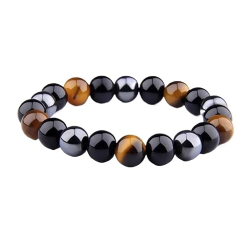 BDXMKS Kristall Armband Schwarzer Obsidian Hämatit Tigerauge Perlen Armbänder Männer for magnetischen Schutz Frauen Schmuck(6mm) von BDXMKS