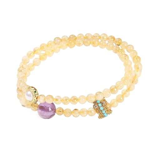 BDXMKS Kristall Armband Stein Reichtum Kristall Citrin Armbänder Frauen Charme Amethyst Glück Shell Bead Ring 2-schicht Armband Schmuck von BDXMKS