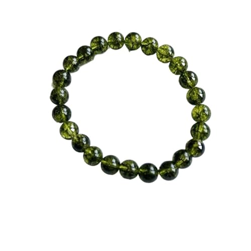 BDXMKS Kristall Armband Steinarmband Peridot Kristallperlen Schmuck Geschenk for Männer Magnetische Frauen Elastischer Faden 6 8 10 mm Grün(8MM 1 Bracelet,18.5CM) von BDXMKS