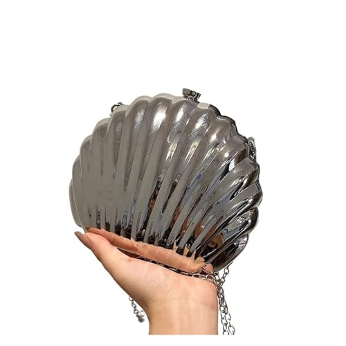 BDXMKS Muschel Tasche Abendtaschen Muschelform Damen Clutch Hochzeit Braut Handtasche Perlen Perlen Mode Muschel Kette Party Taschen(Black) von BDXMKS