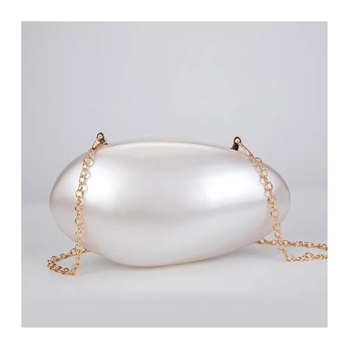 BDXMKS Muschel Tasche Perlen-Abendtaschen Designer Luxus Clutch Geldbörse Mini Damen Geldbörse Muschelkette Schulter Crossbody Hochzeitsfeier Handtasche(Pearl white) von BDXMKS