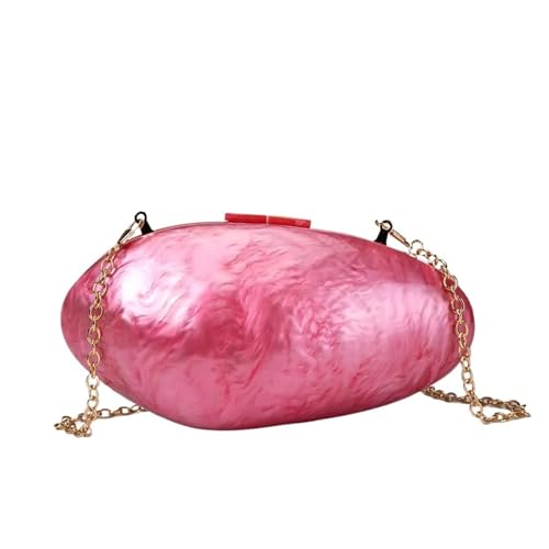 BDXMKS Muschel Tasche Perlen-Abendtaschen Designer Luxus Clutch Geldbörse Mini Damen Geldbörse Muschelkette Schulter Crossbody Hochzeitsfeier Handtasche(Rose) von BDXMKS