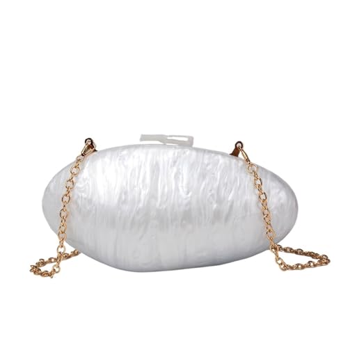 BDXMKS Muschel Tasche Perlen-Abendtaschen Designer Luxus Clutch Geldbörse Mini Damen Geldbörse Muschelkette Schulter Crossbody Hochzeitsfeier Handtasche(White) von BDXMKS
