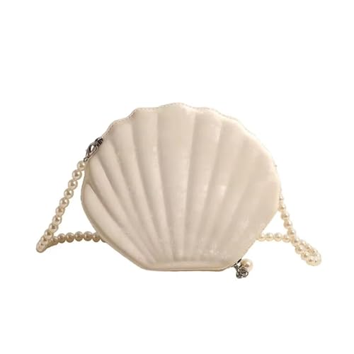 BDXMKS Muschel Tasche Shell Bag Premium Schultertasche Leder Crossbody Tasche(WHITE) von BDXMKS