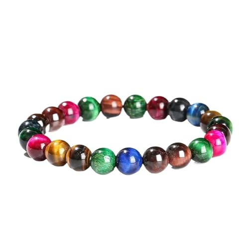 Kristall Armband Buntes Tigerauge-Armband, Schmuck, Perlensteinarmbänder, Energieschmuck, Geschenk for Männer und Frauen(8mm) von BDXMKS