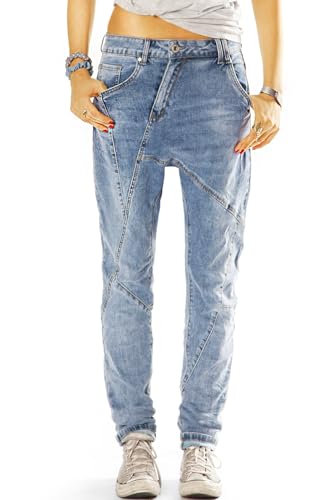 BE STYLED Baggy Loose Fit Jeans Low Waist mit schräger verdeckter Knopfleiste - Damen - j11L (S) von BE STYLED