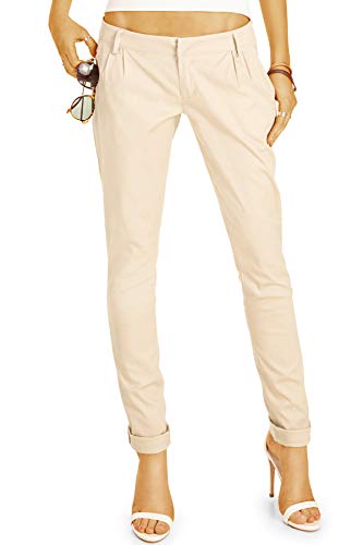 BE STYLED Damen Chinos - Stoffhosen, röhrige hüftige Passform, mit Bundfalten h20a 38/M beige von BE STYLED