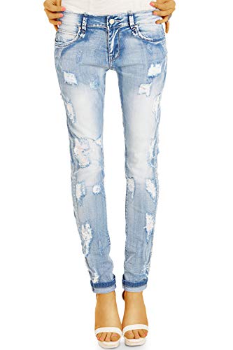 BE STYLED Damenjeans, Skinny Hüftjeans Röhrenjeans – Destroyed Hosen j17p 40/L von BE STYLED
