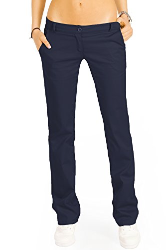 Bestyledberlin Elegante Damen Chino, Schicke Regular Fit Stoffhosen, Ausgestellte Sommer Hosen j20k 36/S Marineblau von BE STYLED