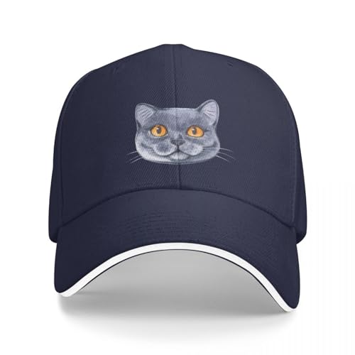 BEABAG Basecap Britisch Kurzhaar Katze Baseball Cap Designer Hut Golf Hut Mann Golf Wear Thermovisier Damen Strandhut Herren von BEABAG