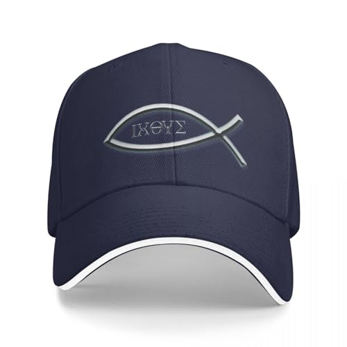 BEABAG Basecap Silber Ichthys Fisch Symbol Baseball Cap Fishing Hut Trucker Cap Designer Mann Hut Damen von BEABAG