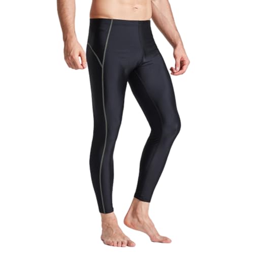 BEACHKINI Badehose für Männer und Frauen,Unisex Wasserdicht Schnell trocknend Tauchen Surfen Sportliche Leggings-Hosen,Verstellbare Lange Hosenbeine,09 Schwarz Pur,XL von BEACHKINI