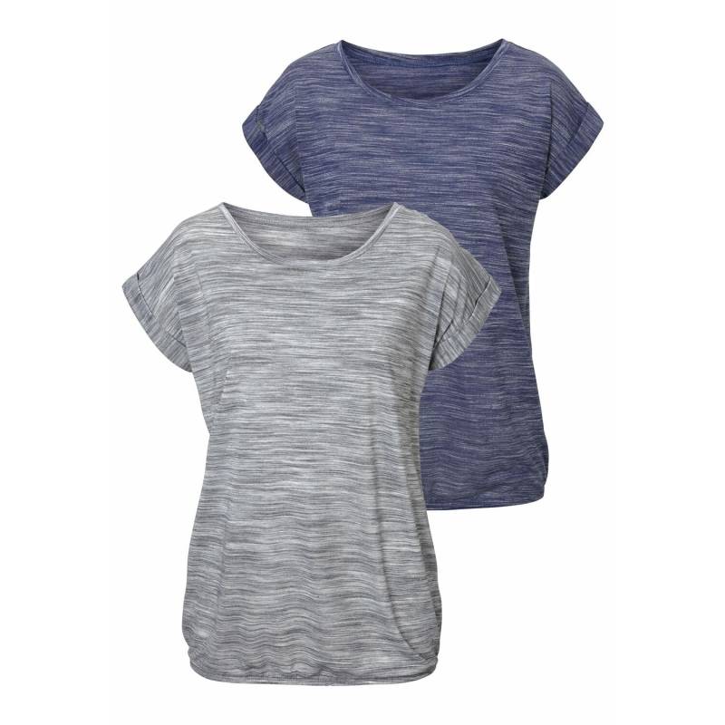 BEACHTIME Kurzarmshirt Damen blau-meliert, grau-meliert Gr.40/42 von BEACHTIME