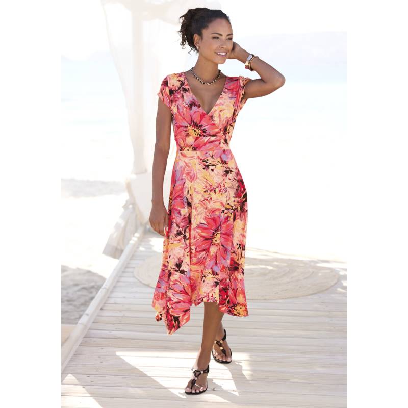 BEACHTIME Sommerkleid Damen pink bedruckt Gr.44 von BEACHTIME