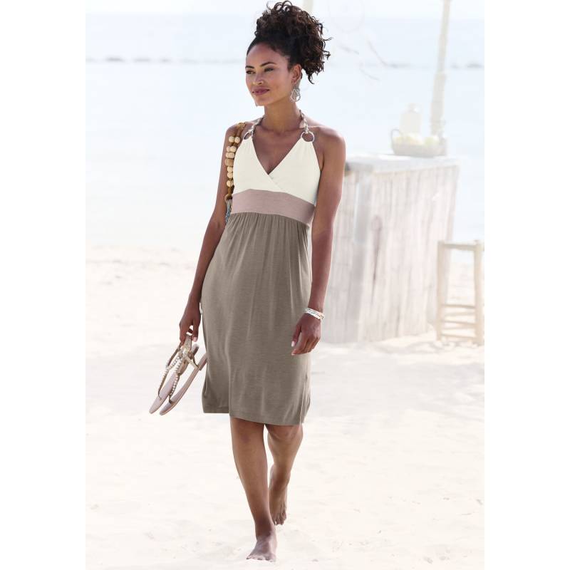 BEACHTIME Strandkleid Damen creme-taupe-rose Gr.34 von BEACHTIME
