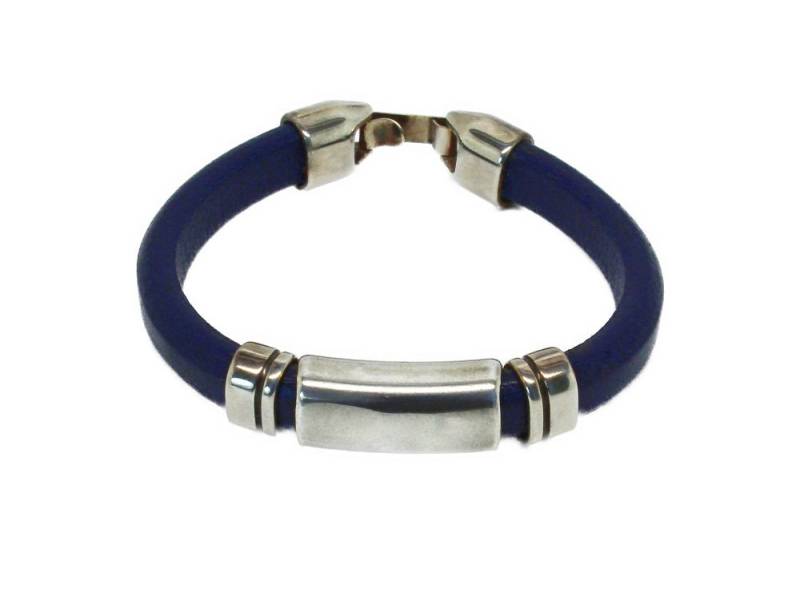 Armband Lederarmband Blau Leder Navy Gemeinsame Und Silberperlen von BEADFALLS