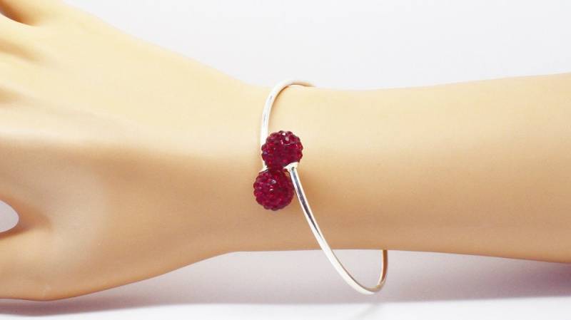 Armband Silber Perlen Ring Strass Rot, Ruby von BEADFALLS