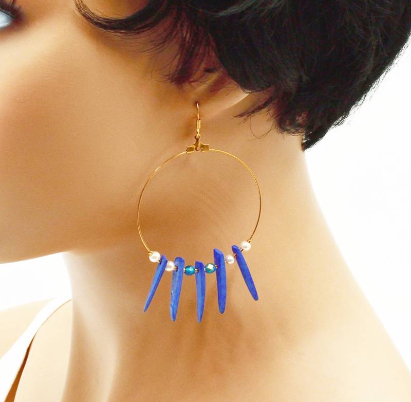 Goldene Kreolen Mit Farbigen Kokosholzsplittern von BEADFALLS