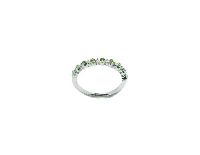 Halb Ring, Halb Ewigkeit Ring, Swarovski-Ring, Peridotgrüner Nicht Verstellbarer Silberring von BEADFALLS