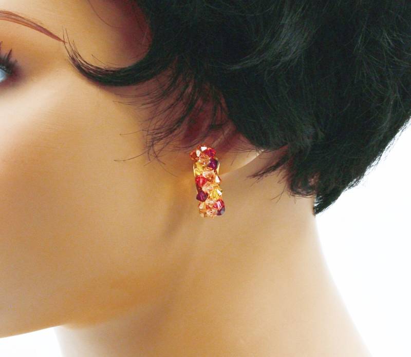 Halbmondförmige Ohrclips Und Vergoldetes Metall Swarovski Kreisel von BEADFALLS