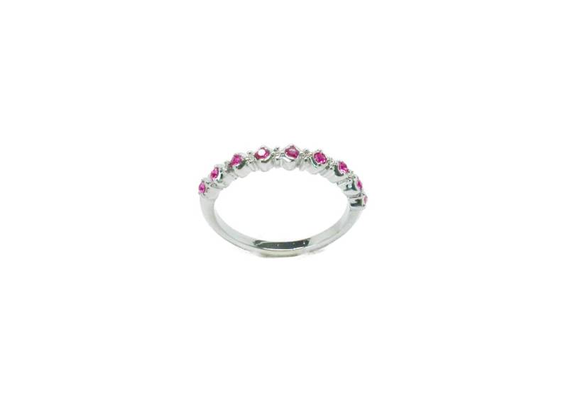 Halbring, Halb-Ewigkeit Ring, Swarovski-Ring, Rosa Steinring, Nicht Verstellbarer Silberring, Fiancaille Ring von BEADFALLS