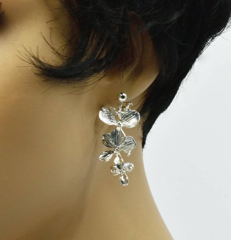 Ohrringe Blume Cluster, Für Nicht Ohrlöcher Ohrringe, Silber von BEADFALLS