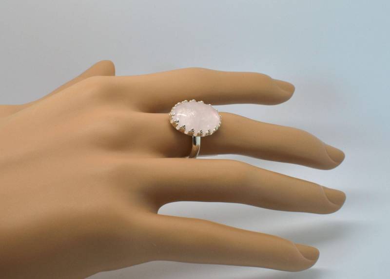 Ovale Quarz Silber Ring Rose von BEADFALLS