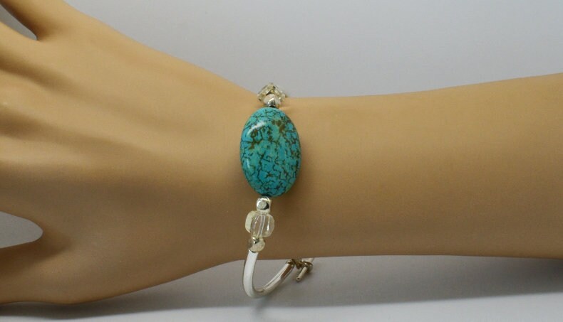 Puck Ovalen Türkis Silber Armband von BEADFALLS