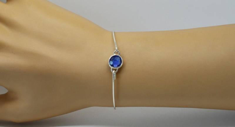 Ring, Silber Armband 925, Blauen Kristall Stein von BEADFALLS