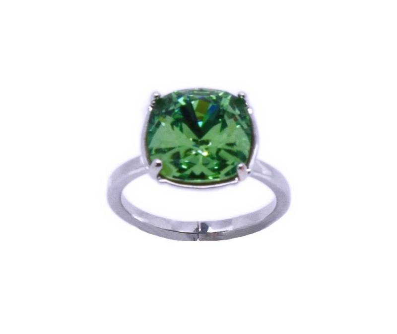 Ring Quadrat, Solitär-Ring, Ring Swarovski, Erenite, Verstellbarer Silber von BEADFALLS