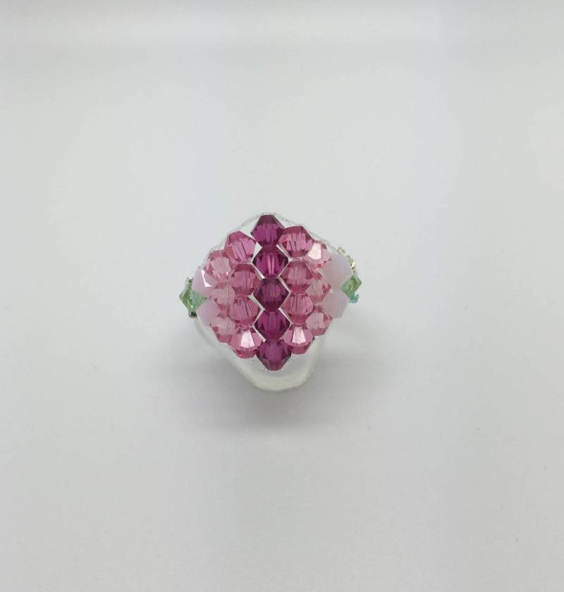 Rosa Swarovski Ring, Rautenförmig, Rosa Camaieu von BEADFALLS