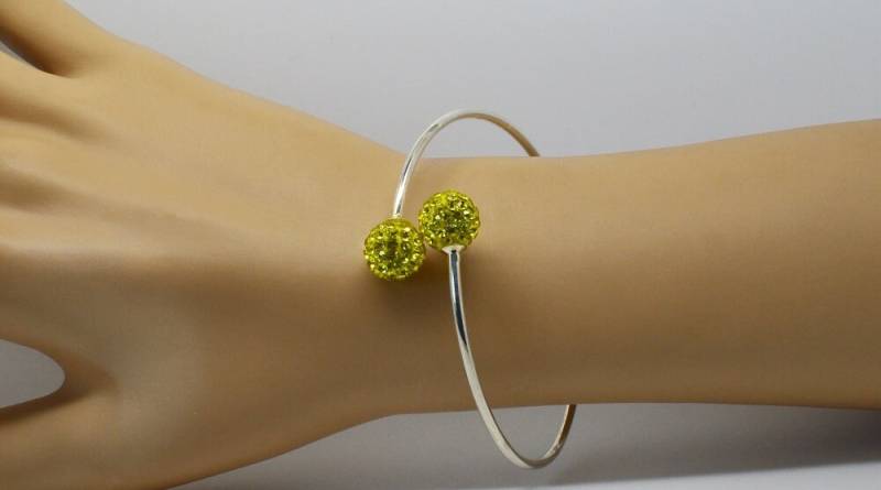 Silber Perlen Ring Gelbe Sonne, Sonnenblumen Gelb Strass Armband von BEADFALLS