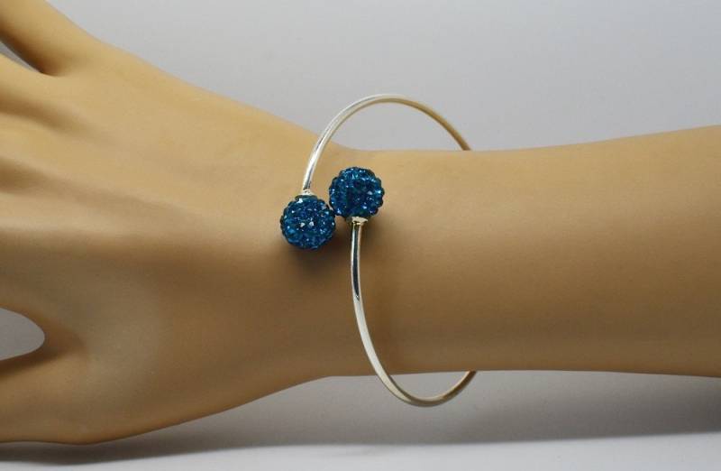 Silber Perlen Ring Pfau Blau Strass Armband von BEADFALLS