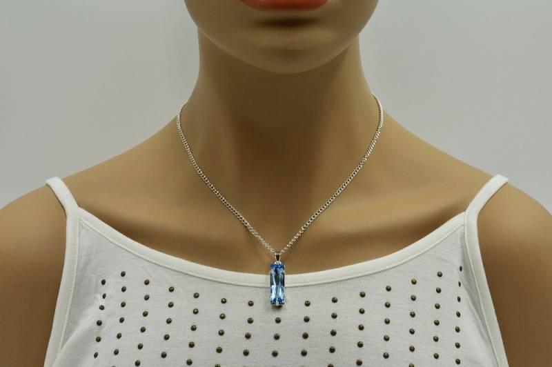 Swarovski Halskette - Silber Anhänger Kette Rechteck Zauberstab von BEADFALLS