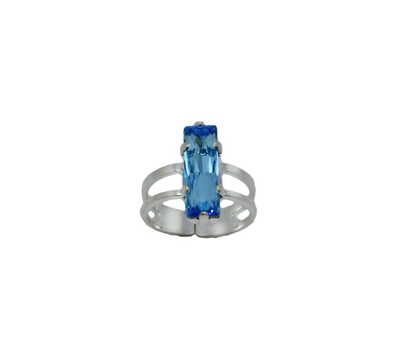 Swarovski Solitär Ring, Silberring, Kristall, Farbe Schwarz, Violett, Kristall Oder Blau von BEADFALLS