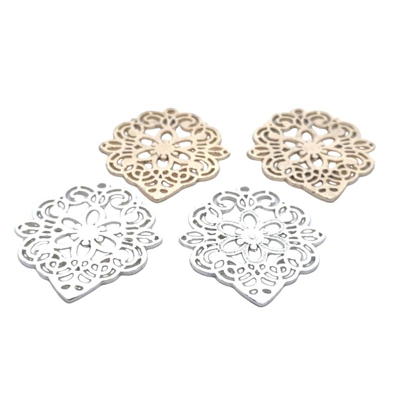 Goldfarbener Oder Versilberter Charm-Anhänger, Eloxiert, Gebürstete Oberfläche, Komponenten 39mmx34mm von BEADPRIDE