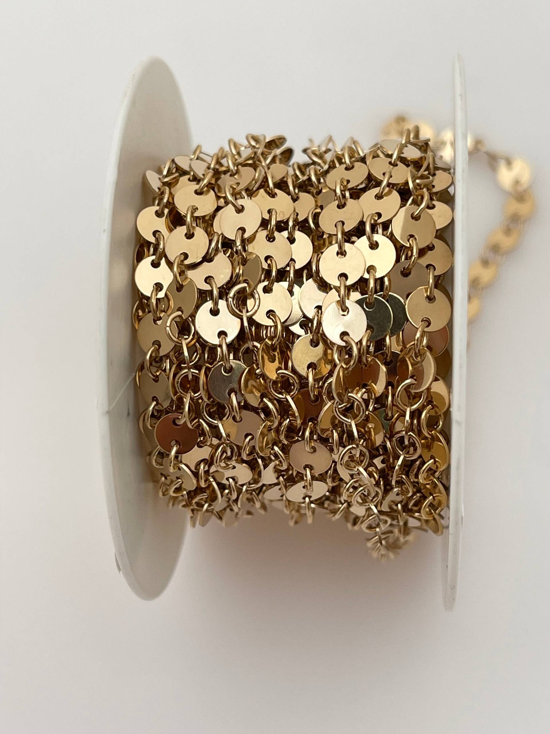 Paillettenscheibe Gold Filled Kette | 4 Mm Runde Pailletten-Scheibenkette Gefüllte Scheibe 1 Fuß Lange Hübsche Anhänger Fuß Paillettenscheibe Gold Filled Kette | 4 Mm Runde Pailletten-Scheibenkette Gefüllte Scheibe 1 Fuß Lange Hübsche Anhänger Fuß von BEADPRIDE