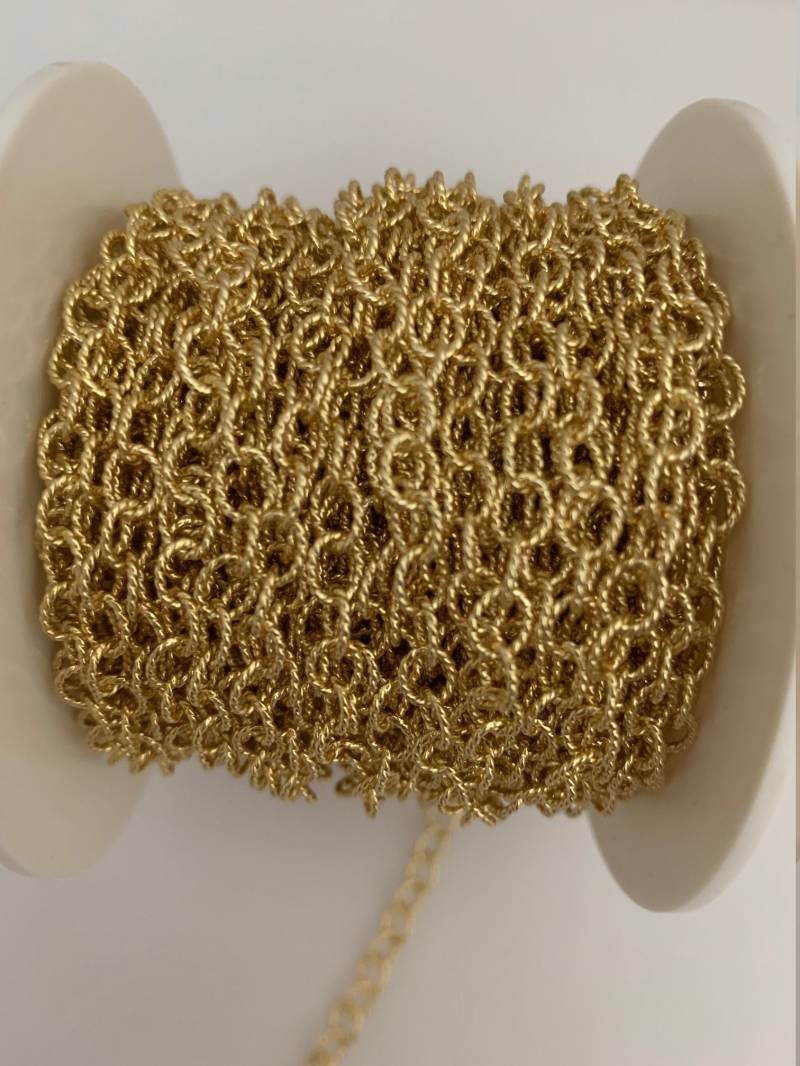 Vergoldete Messing Kette Oval Kabel Mit Rändeldraht | 1 Fuß Vergoldete Messing Kette Oval Kabel Mit Rändeldraht | 1 Fuß von BEADPRIDE